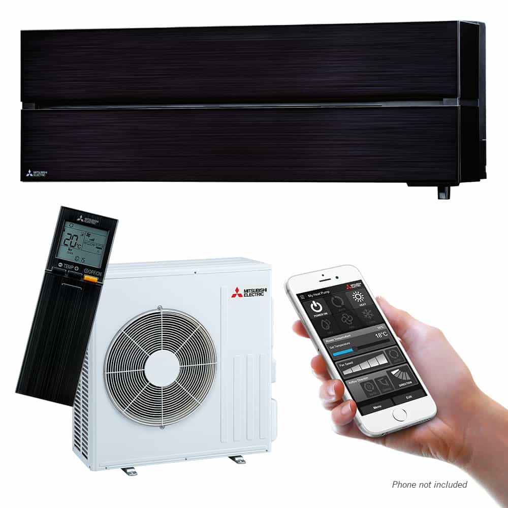 Mitsubishi HyperCore LN25 High Wall Heat Pump - Black Diamond